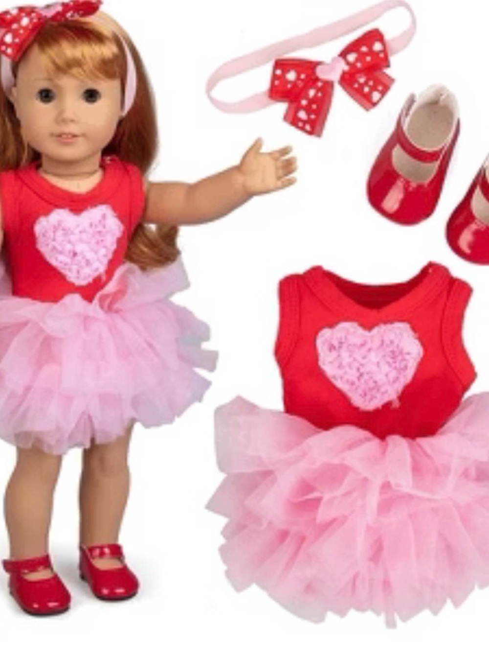 Kids Doll Outfit Set by  - Red & Pink Tutu Dress with Accessories new!